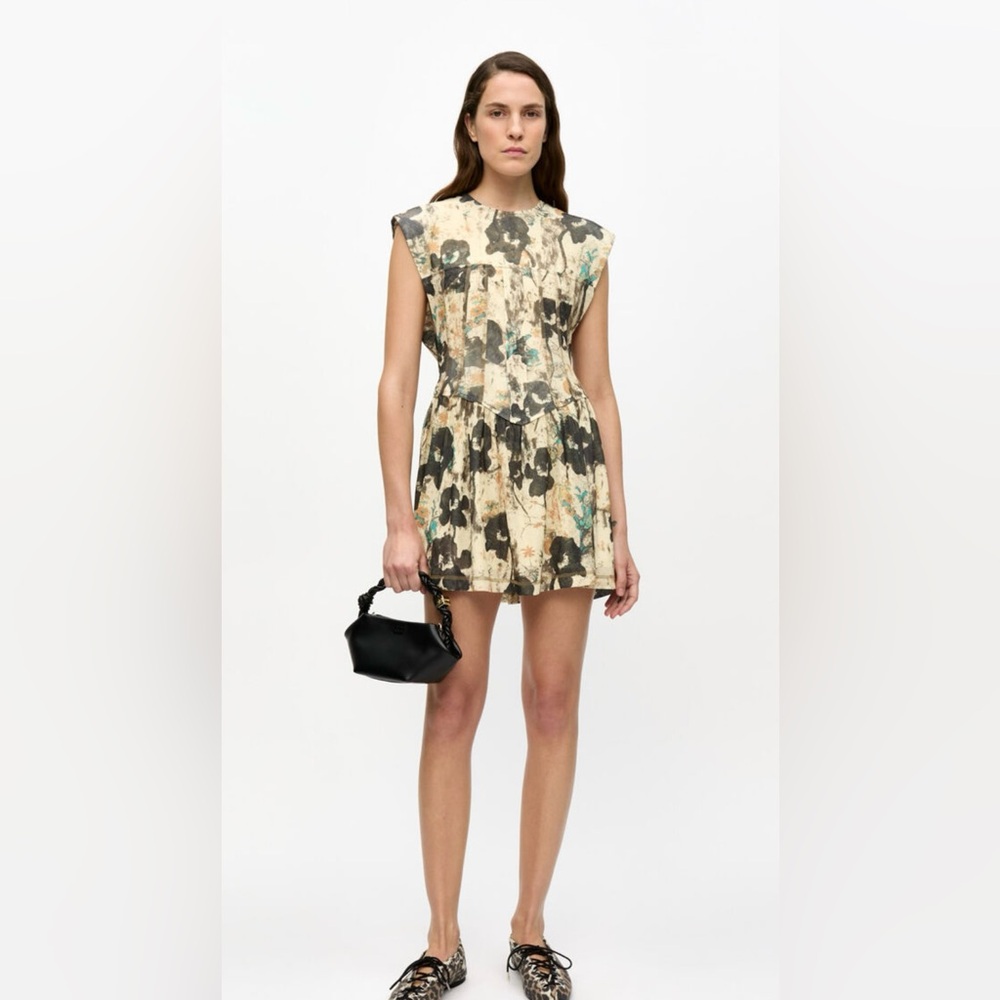 Ganni Printed Mark Mesh Croset Mini Dress  Size 42 (Size 10 U.S.)
